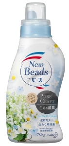 KAO "New Beads" Жидкое средство для стирки белья с кондиционером (аромат белых цветов), 780г