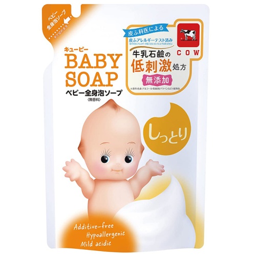 COW BRAND Детская увлажняющая крем-пенка для волос и тела "Kewpie", запасной блок, 350мл