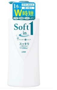 LION "Soft in 1 Green" Шампунь с кондиционером "Чистота для сухих и поврежденных волос", 520мл
