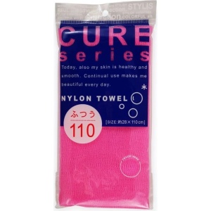 OH:E Мочалка для тела, средней жёсткости, "CURE series", розовая, 28 х 110 см