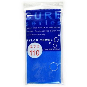 OH:E Мочалка для тела, средней жёсткости, "CURE series", голубая, 28 х 110 см