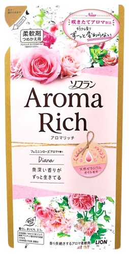 LION Кондиционер-ополаскиватель "Soflan Aroma Rich Diana", с ароматом цветов и фруктов, 380мл
