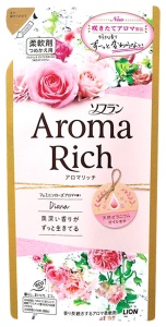 LION Кондиционер-ополаскиватель "Soflan Aroma Rich Diana", с ароматом цветов и фруктов, 380мл