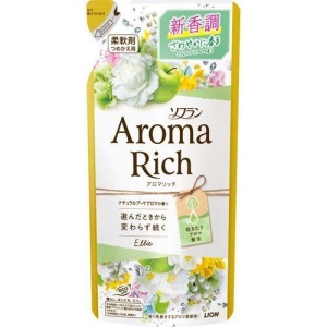 LION Кондиционер для белья ДЛИТЕЛЬНОГО действия "Aroma Rich Элли"с ароматом натуральных масел, 380мл