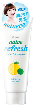 Naive Очищающая пенка для лица с морским илом KRACIE Refresh аромат грейпфрута и лайма, туба 130 г
