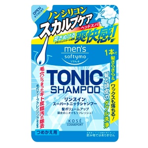KOSE COSMEPORT Мужской шампунь для волос "Men's Softymo" с цитрусовым ароматом, запасной блок, 400мл