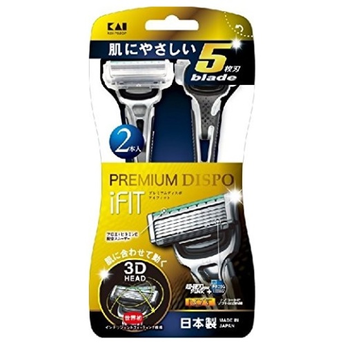 KAI Бритва безопасная мужская одноразовая с плавающей головкой "Premium Dispo iFIT" – 5 лезвий, 2 шт