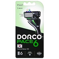 DORCO PACE 6 Green (станок +2'S) система с 6  лезвиями